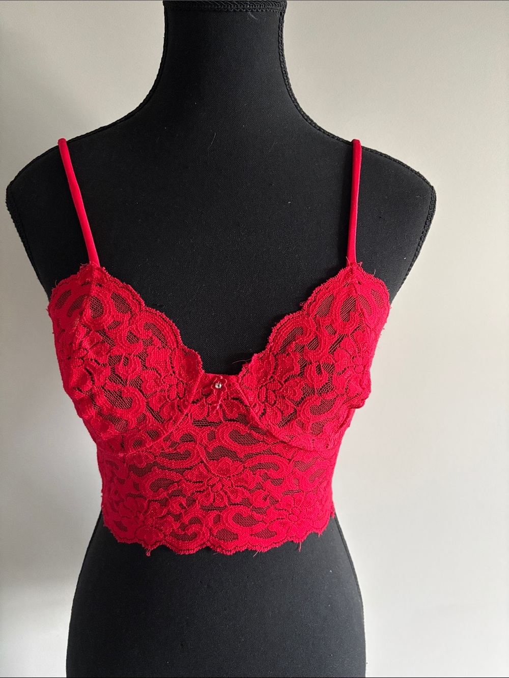 Papillon Blanc Red Lace Longline Bralette medium